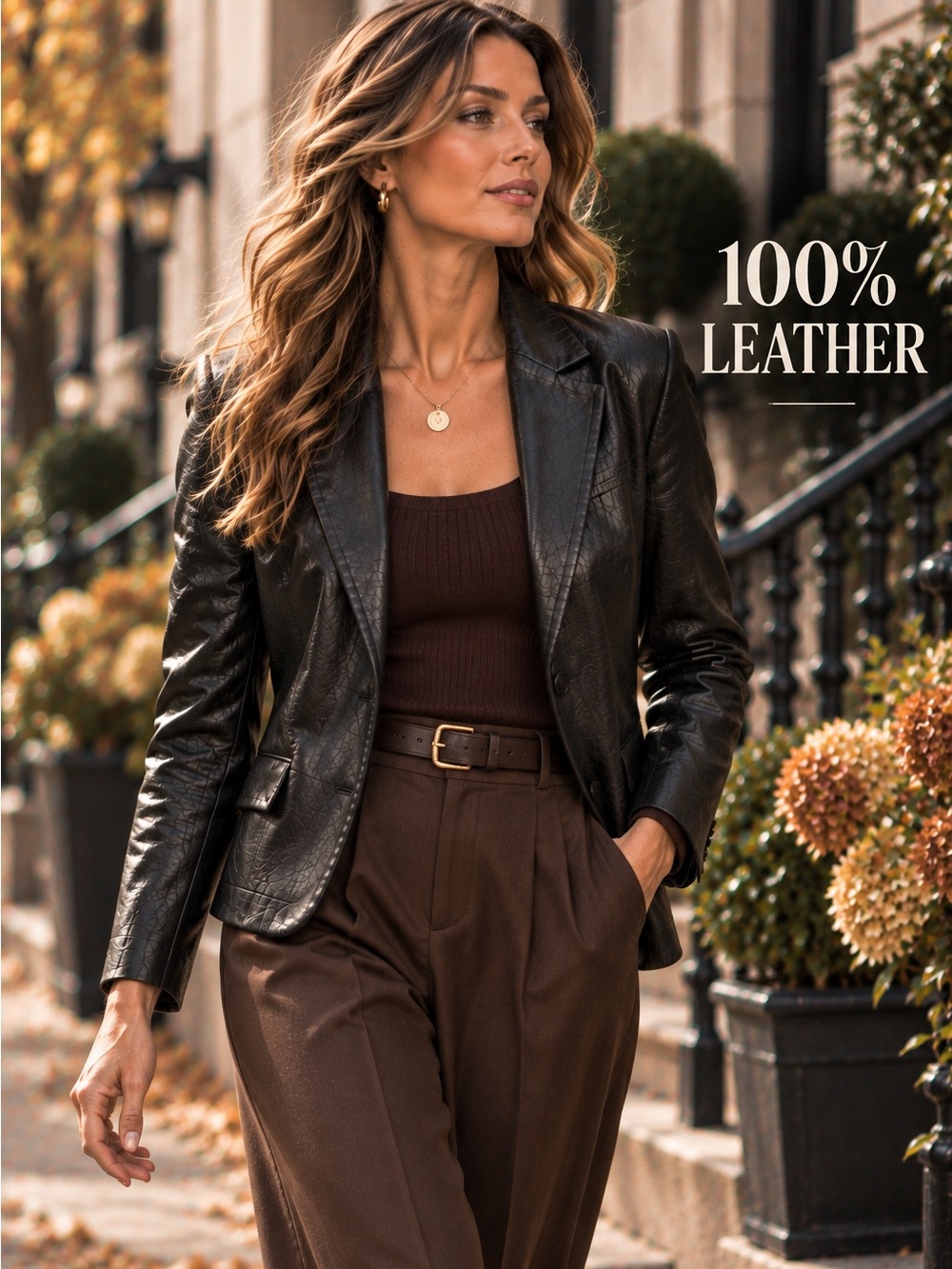 LOFT Black 100% Genuine Leather Blazer Jacket 4P Petite Soft Supple Tailored